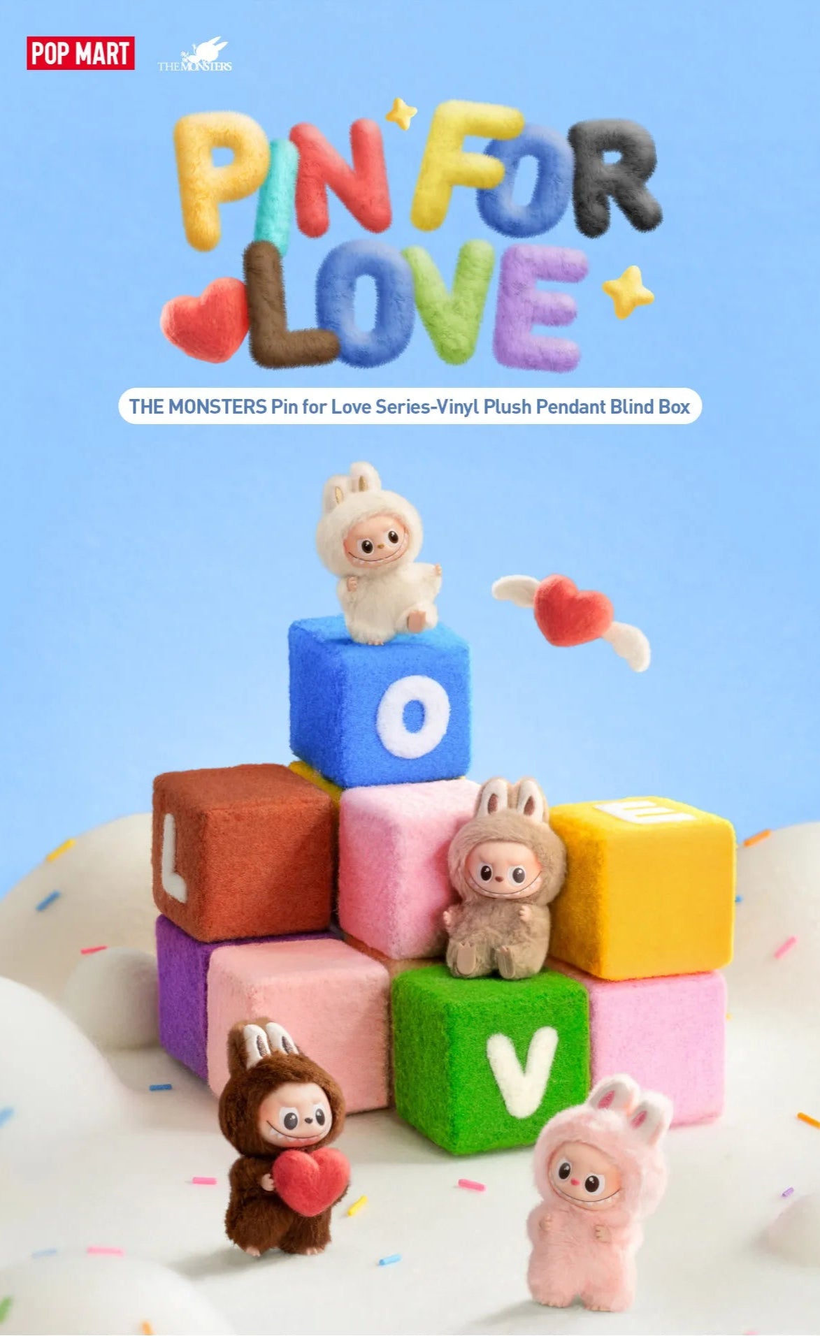 Pop Mart LABUBU THE MONSTERS - Pin for Love Series-Vinyl Plush Pendant Blind Box (A-M)