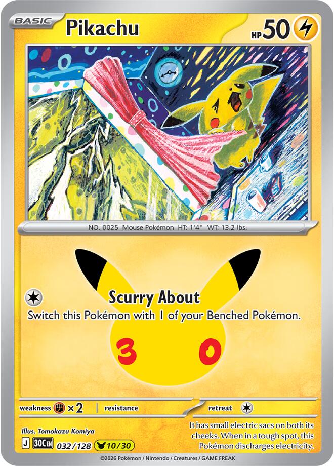 Pikachu - 032/128 - ME: 30th Celebration (30C)