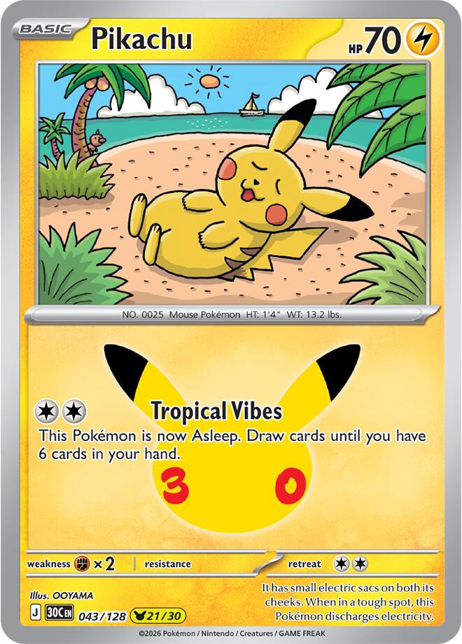 Pikachu - 043/128 - ME: 30th Celebration (30C)