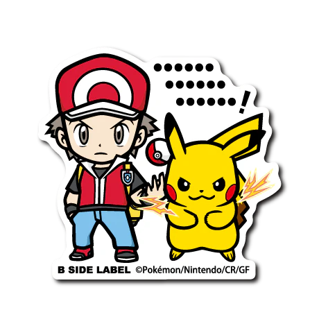 Pokemon Red & Pikachu B-Side Label Sticker Japan Exclusive