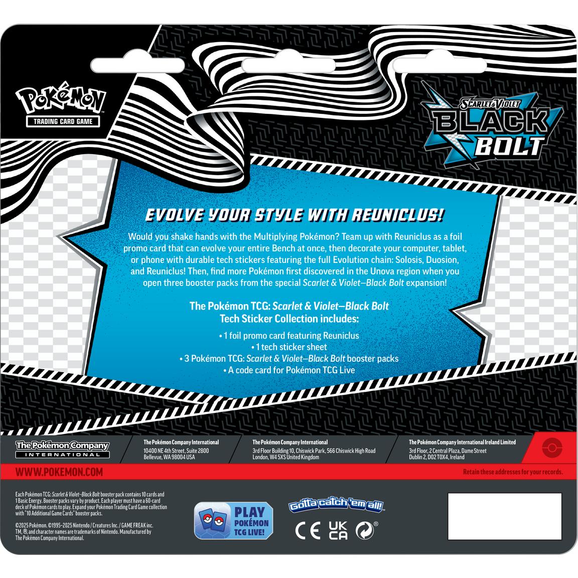 Pokemon TCG: Scarlet & Violet Black and White Black Bolt Tech Sticker Collection