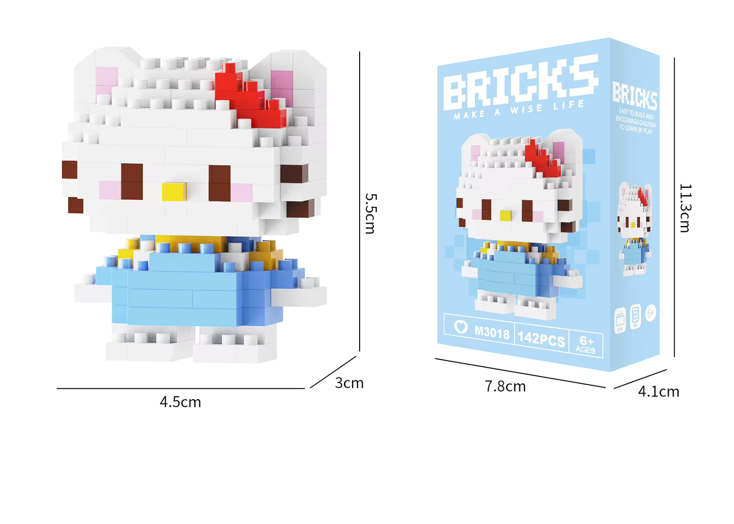 Sanrio Hello Kitty Blue Outfit Bricks Make a Wise Life Asia Exclusive