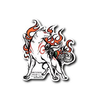 Okami Amaterasu Full Body White Border B-Side Label Sticker