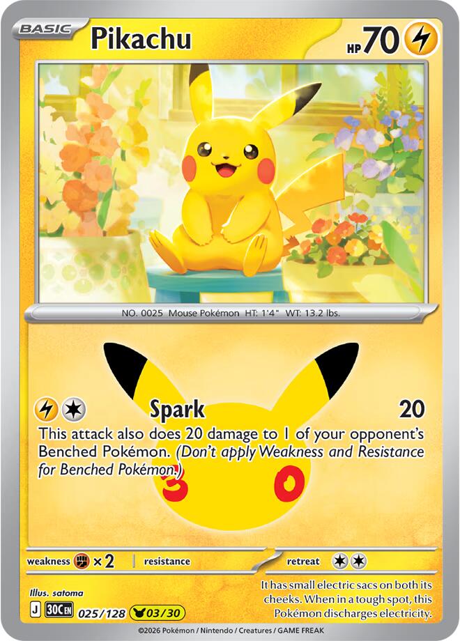 Pikachu - 025/128 - ME: 30th Celebration (30C)