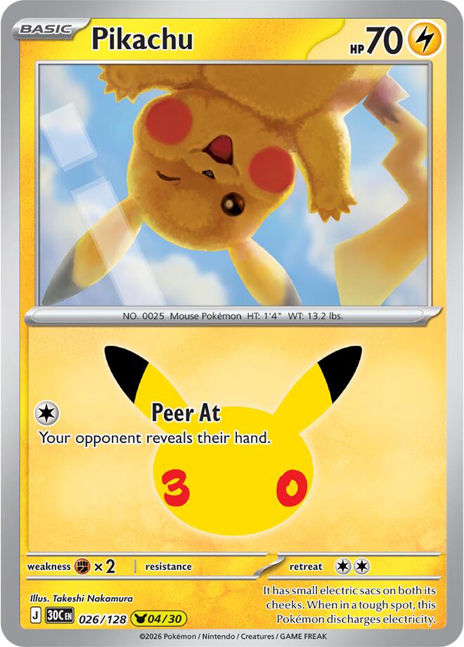 Pikachu - 026/128 - ME: 30th Celebration (30C)