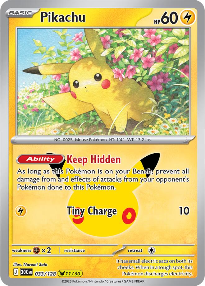 Pikachu - 033/128 - ME: 30th Celebration (30C)
