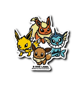 Pokemon Eevee and Evolutions Vaporeon, Flareon, Jolteon B-Side Label Sticker