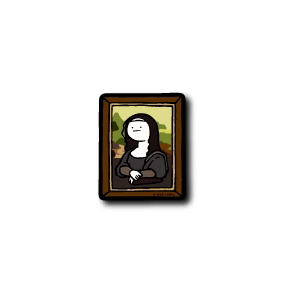 Original Art Mona Lisa Serious Face B-Side Label Sticker (Small)