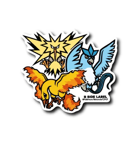 Pokemon Legendary Birds Articuno, Moltres, Zapdos B-Side Label Sticker