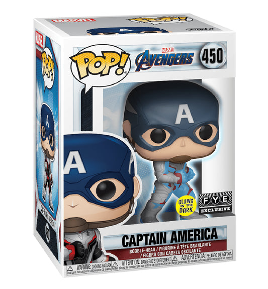 Funko Pop #450 Marvel Avengers Endgame Captain America GITD FYE Exclusive